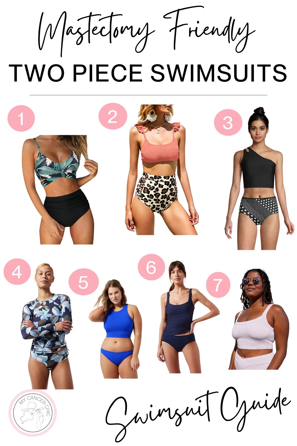  Mastectomy Swimsuits with Pockets Bra and Skirt Set