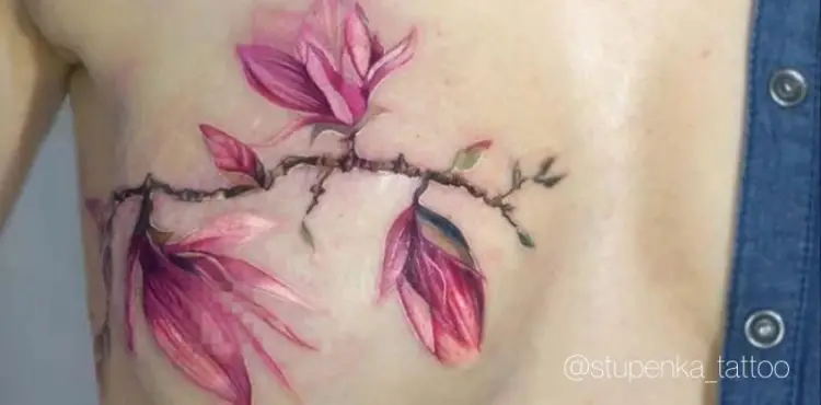 breast cancer tattoos on breast